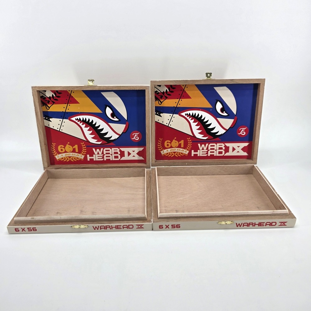 Lot of 2 Espinosa Cigars 601 La Bomba War Head Empty Cigar Boxes Limited Edition